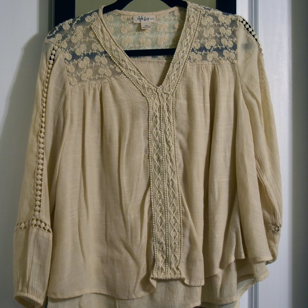 Style and Co.  Lace long sleeve blouse.